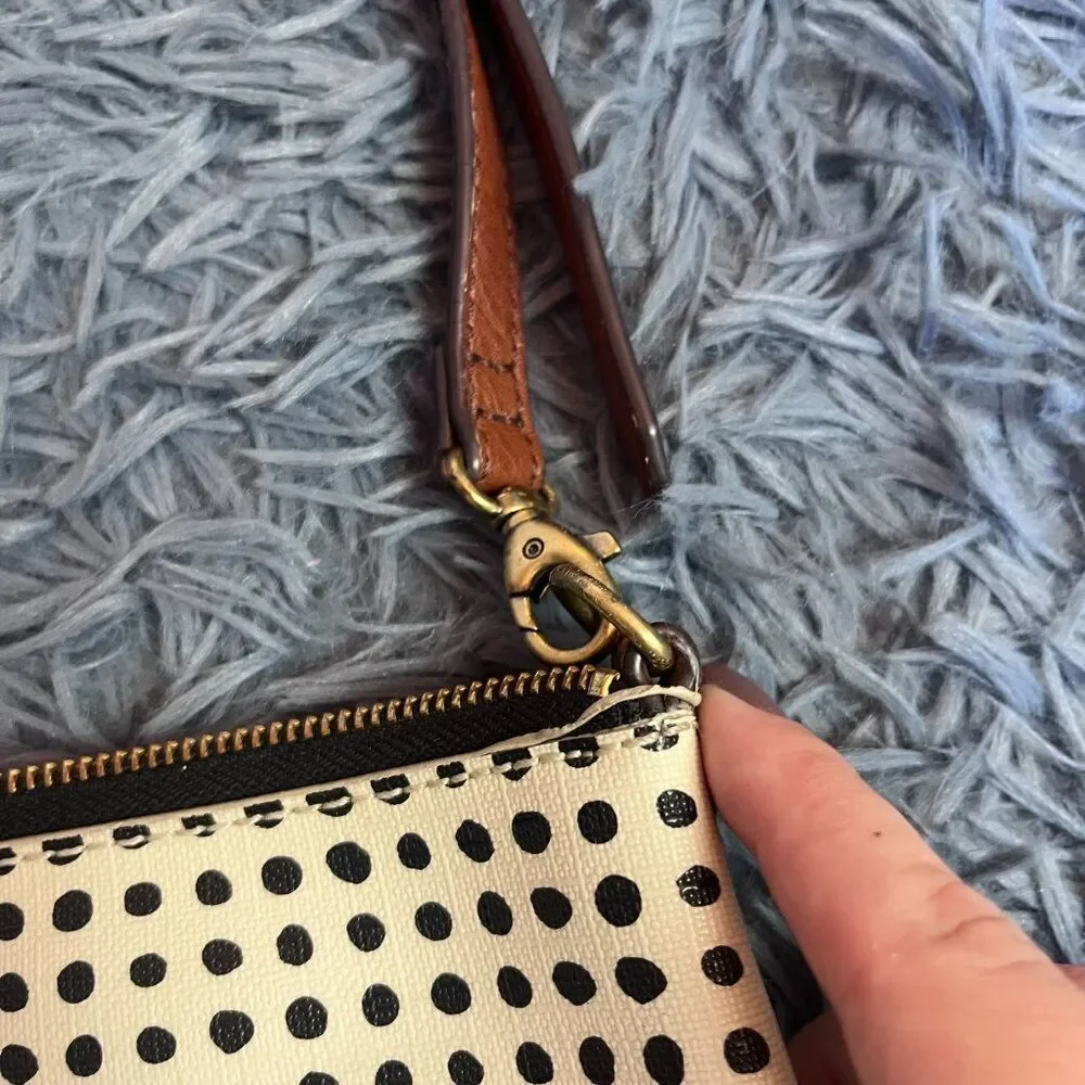 Fossil Leather Polka Dot Crossbody Bag